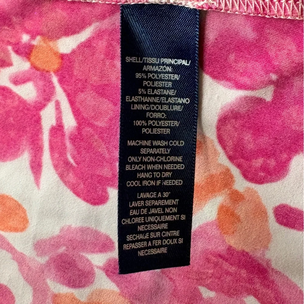 CHAPS Pink Floral Surplice V-Neck A-Line Dress Large - Picture 6 of 9